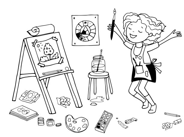 画的女孩艺术家谁画画和欢乐图片下载