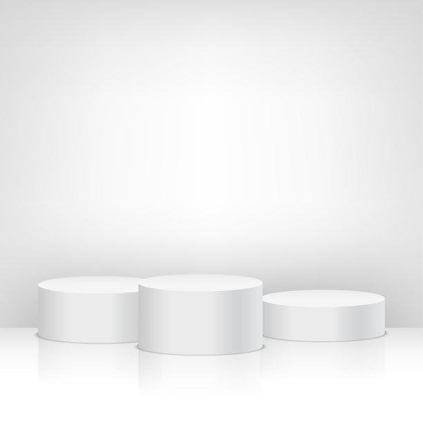 空白模板白色圆形讲台，场景，舞台展示。向量图片下载