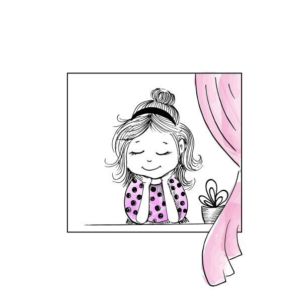 小女孩角色小女孩望着窗外图片下载