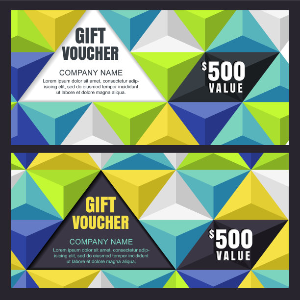带有抽象几何背景的礼品券图片下载