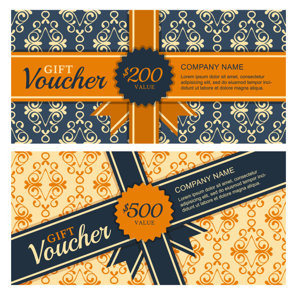 礼品券模板与复古无缝图片下载
