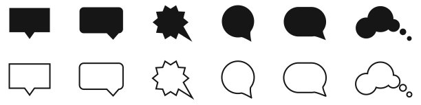 语音气泡讨论矢量图标集。消息气泡收集。图片下载