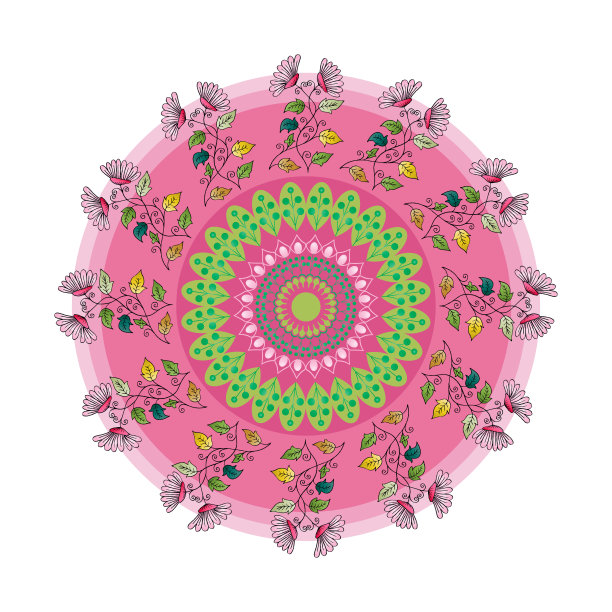 曼陀罗圆形花卉图案。用圆形的花装饰的。图片下载