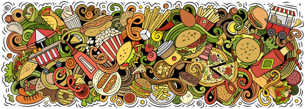 快餐手绘卡通涂鸦图片下载