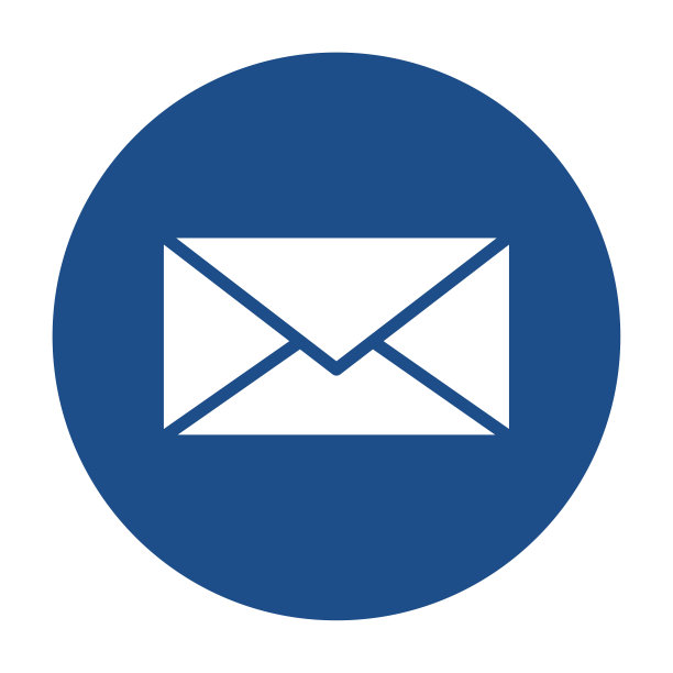 蓝色圆形信封图标，按钮孤立在白色背景上。图片下载