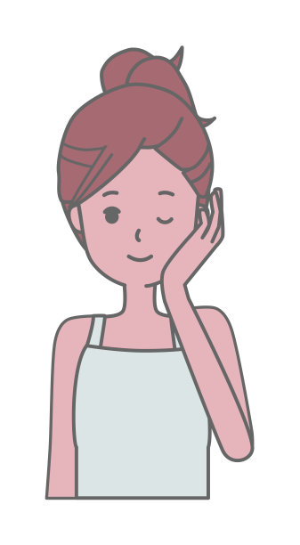 一个女人的美丽插图与她的手在她的脸颊上眨眼图片下载