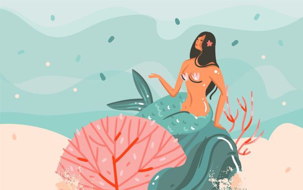 手绘抽象卡通夏日时光图片下载