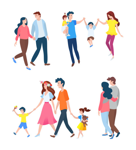 家庭休闲父母和孩子夫妇图片下载