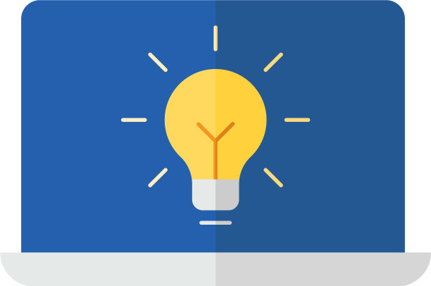 笔记本电脑与灯泡图标符号隔离图片下载