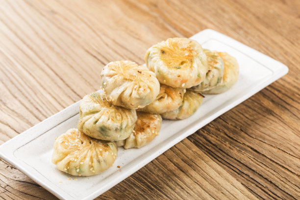 亚洲中国广东菜点心煎猪肉包图片下载