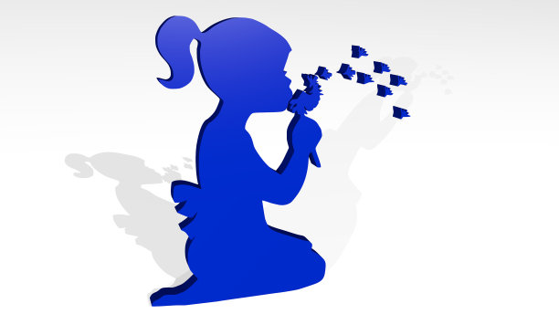 女孩制作的一个闪亮的金属雕塑的3D插图与光影背景上的阴影。美丽女人图片下载