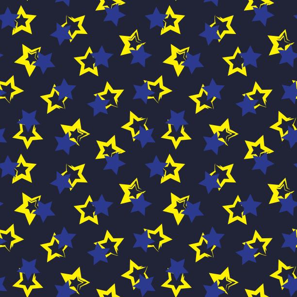 黄色星星抽象笔触无缝模式背景图片下载