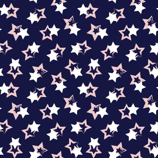 粉色海军蓝星抽象笔触无缝图案背景图片下载