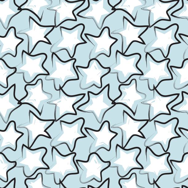 天空蓝色星星抽象笔触无缝图案背景图片下载