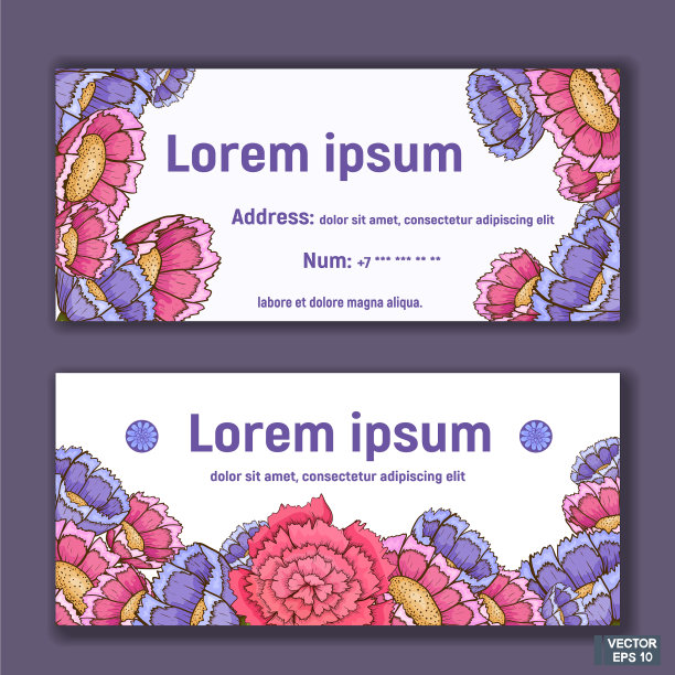 带有鲜艳花朵的名片图片下载