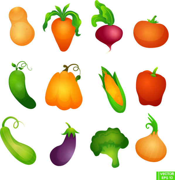 可爱蔬菜卡通套装图片下载