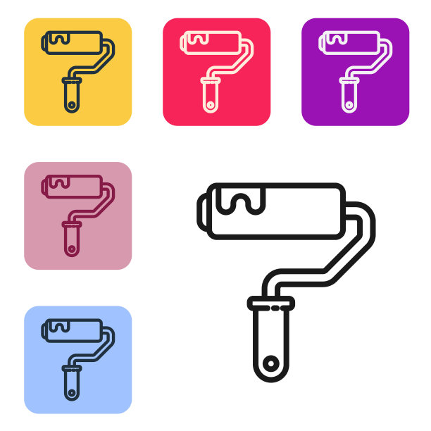 黑线漆辊刷隔离上的图标图片下载