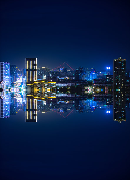 上海蓝色城市建筑夜景图片下载