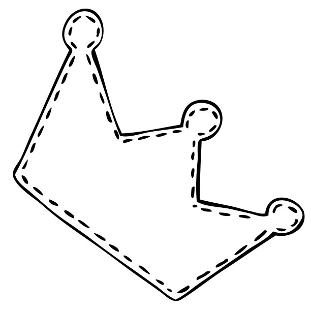 可爱的玩具皇冠为女孩，儿童玩具，矢量插图与装饰缝线，着色书图片下载