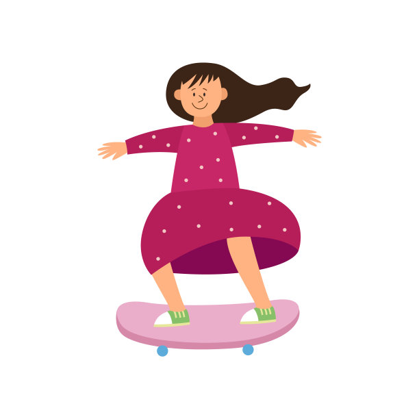 可爱的潮人的性格。街上有个滑板手。平面设计中的矢量插图。用于海报、儿童书籍和网站的t恤设计。素材图片