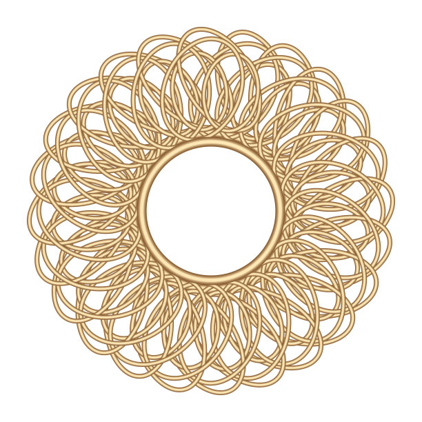金色框架与装饰在白色背景上的圆圈。模板圆花边边。奢侈的曼荼罗。装饰假日矢量股票插图。手绘设计。图片下载