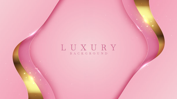 豪华的金色线背景粉红色和紫色阴影在3d抽象风格。图片下载