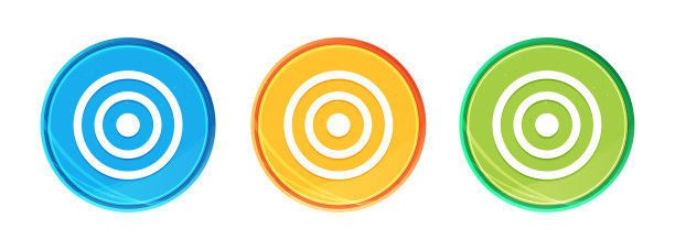目标图标：一组干净柔和的圆形按钮图片下载
