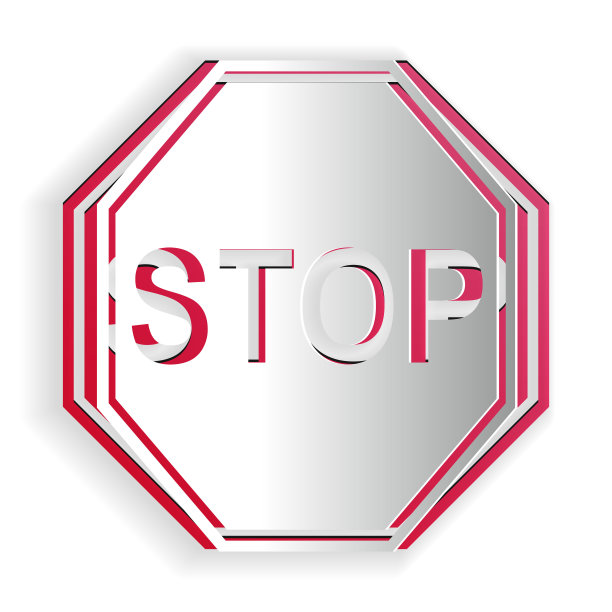 剪纸停止标志图标孤立在白色背景。交通管制警告停车标志。纸艺术风格。向量图片下载