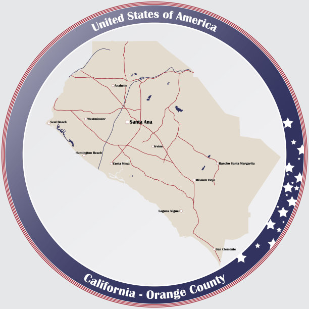 加州橘郡地图图片下载