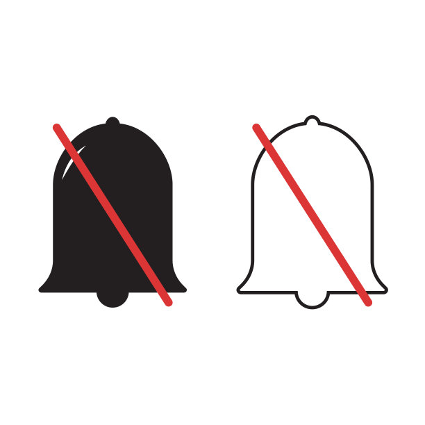 通知静音铃声图标在填充和大纲样式图片下载