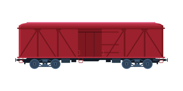 红色货车，铁路运输平面矢量插图上的白色背景图片下载