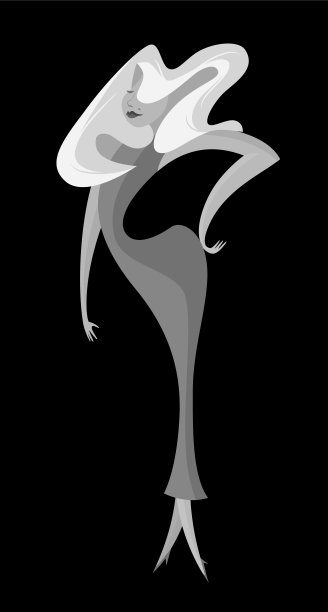 黑色电影迷人的女人星矢量字符图片下载