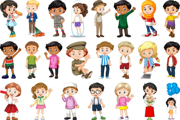 大组儿童做不同的活动图片下载