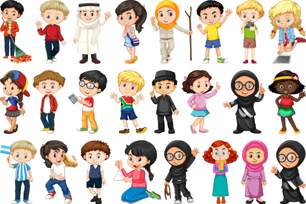 大组儿童做不同的活动图片下载