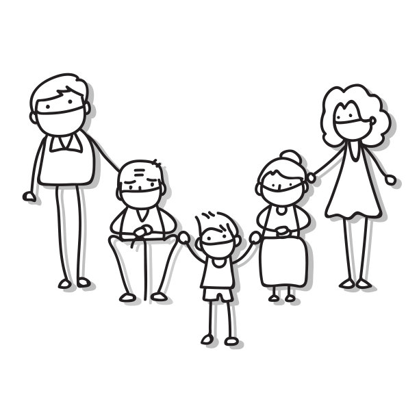 手绘家庭卡通人物图片下载
