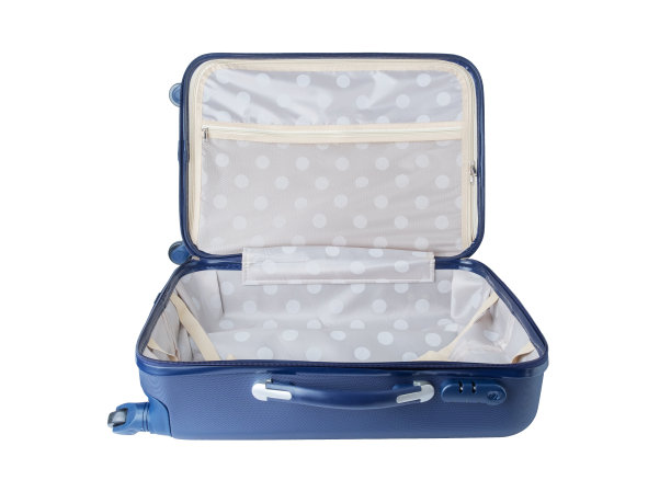 打开白色背景上孤立的空旅行箱图片下载