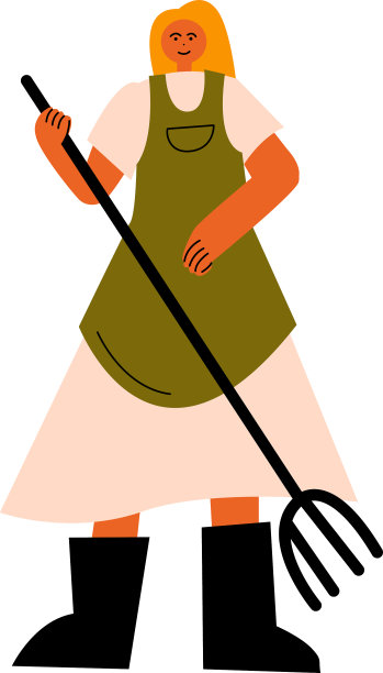 穿着靴子的农妇站着图片下载