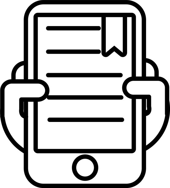 带有教科书线条风格图标的智能手机图片下载