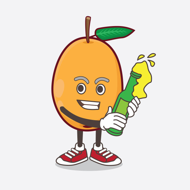 枇杷卡通吉祥物人物抱着一个图片下载