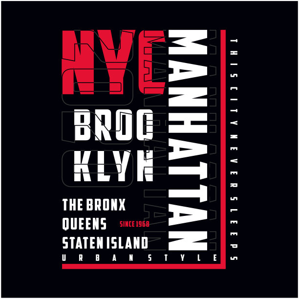 纽约市印刷平面设计矢量插图图片下载