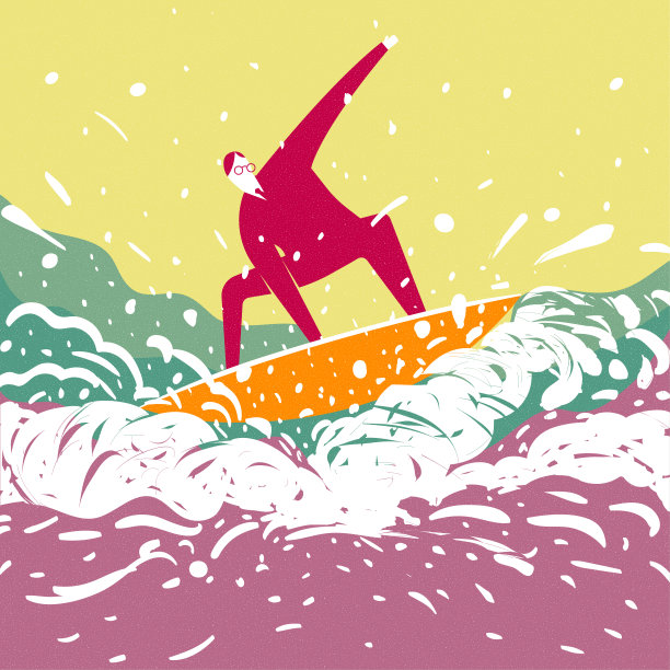 商人冲浪，绘画艺术风格。图片下载