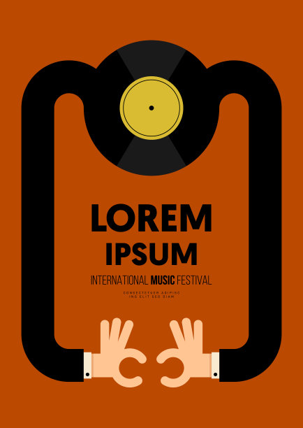 音乐海报设计模板背景与黑胶唱片复古复古的风格图片下载