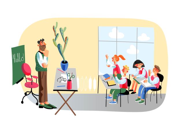 矢量老师和学生在教室图片下载