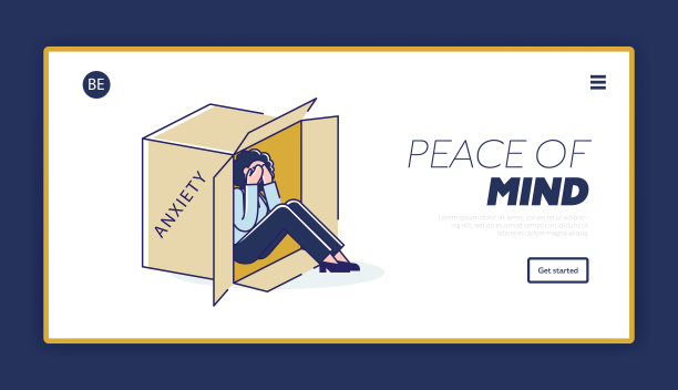 焦虑和抑郁疾病登陆页面焦虑的女人躲在纸箱里图片下载