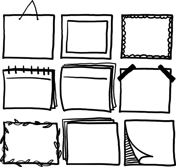 粗线条的涂鸦框集合用粗线条图片下载