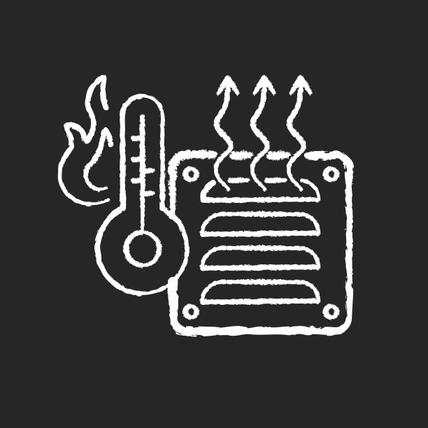 电加热器粉笔白色图标上的黑色背景图片下载