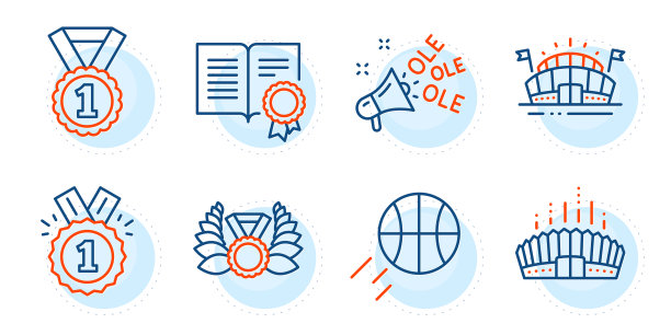 篮球运动场馆和认可的图标集图片下载