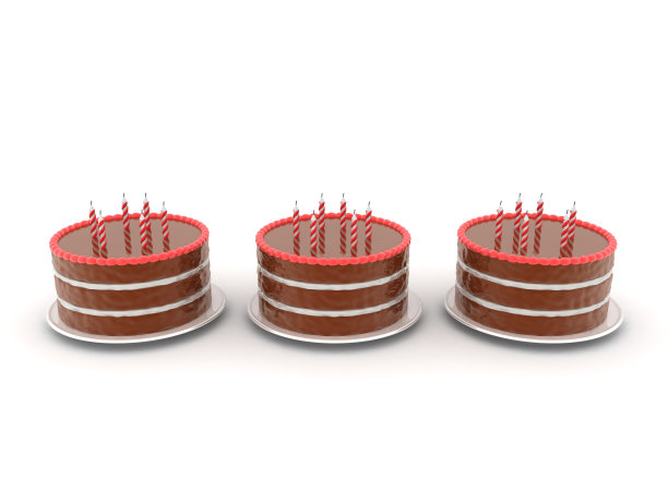 三维渲染三个生日蛋糕图片下载