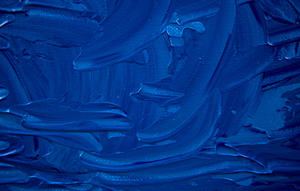 画布上的丙烯蓝色抽象画。手绘。平面铺设，覆盖，纹理背景，设计推广产品概念。副本的空间。现代的,当代的。取自原始艺术品。图片下载