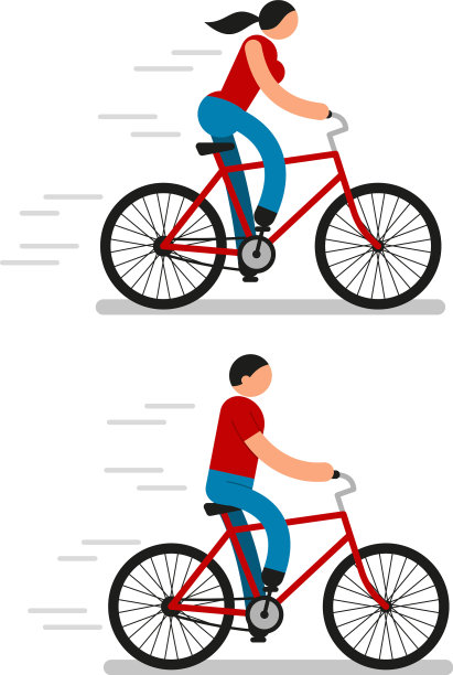 彩色象形文字男女骑自行车图片下载